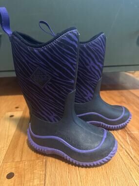 Muck Boot Company Kids Boots Size 9 Purple Zebra Waterproof Neoprene Rubber